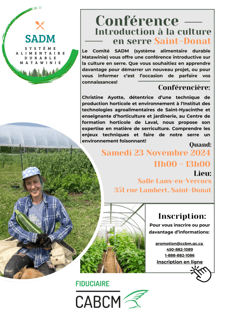 Conférence SADM : Introduction à la culture en serre 33 image 1 CABCM