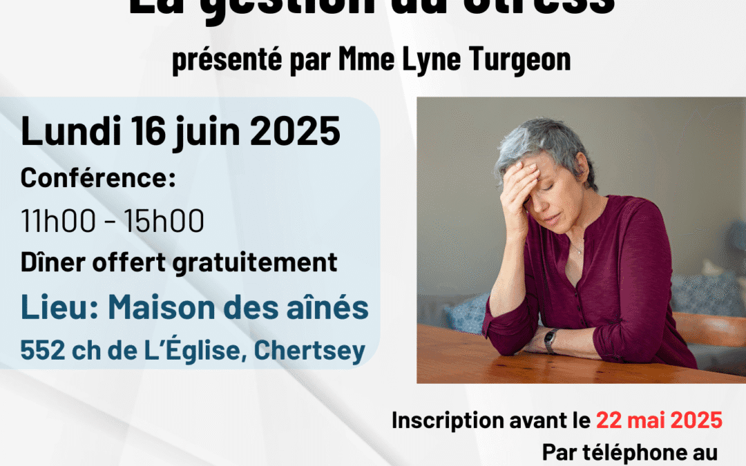 Soutien aux proches aidants : Dîner-Conférence sur la gestion du stress